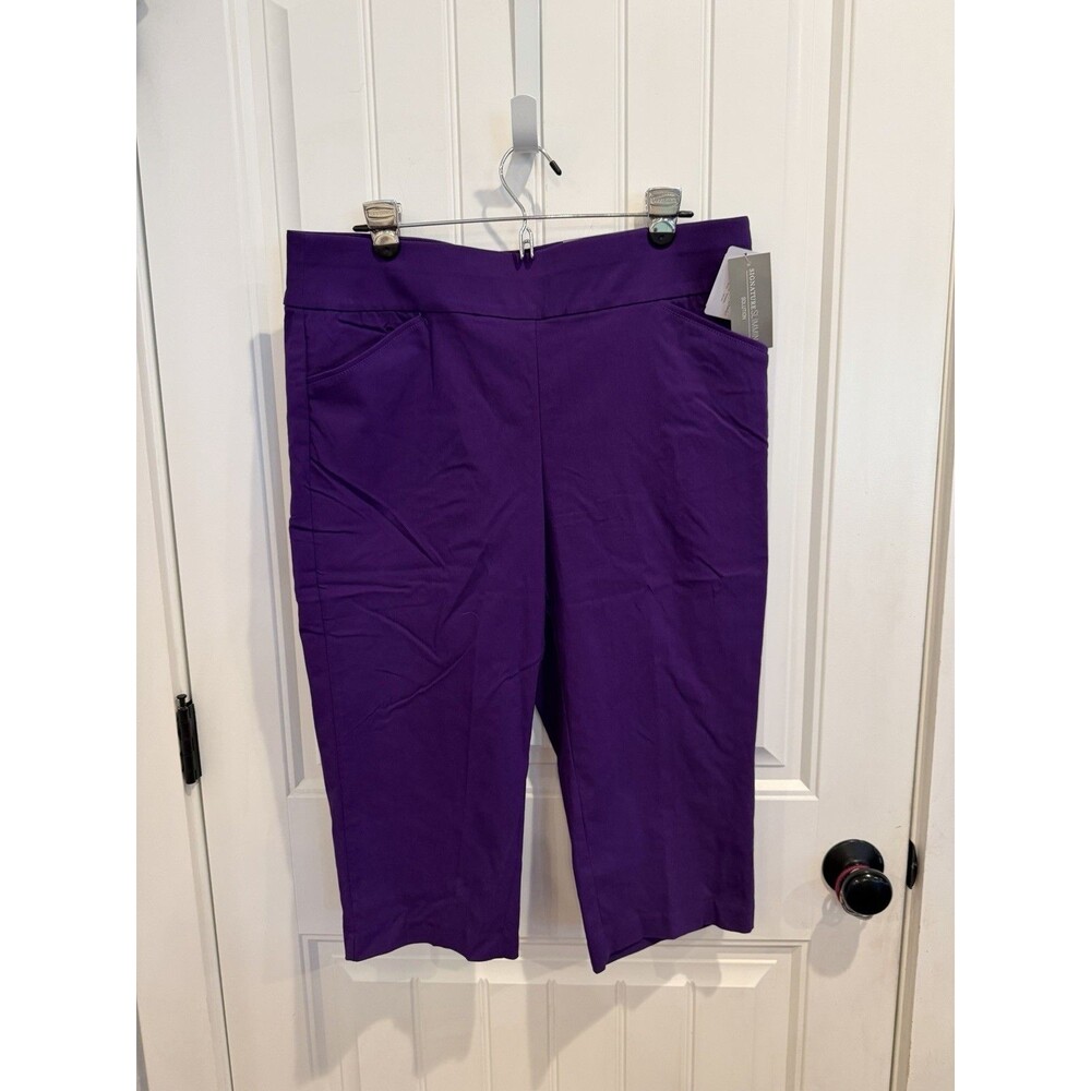 Christopher & Banks Signature Slimming Capri Pants Womens 14 Purple NWT Stretch